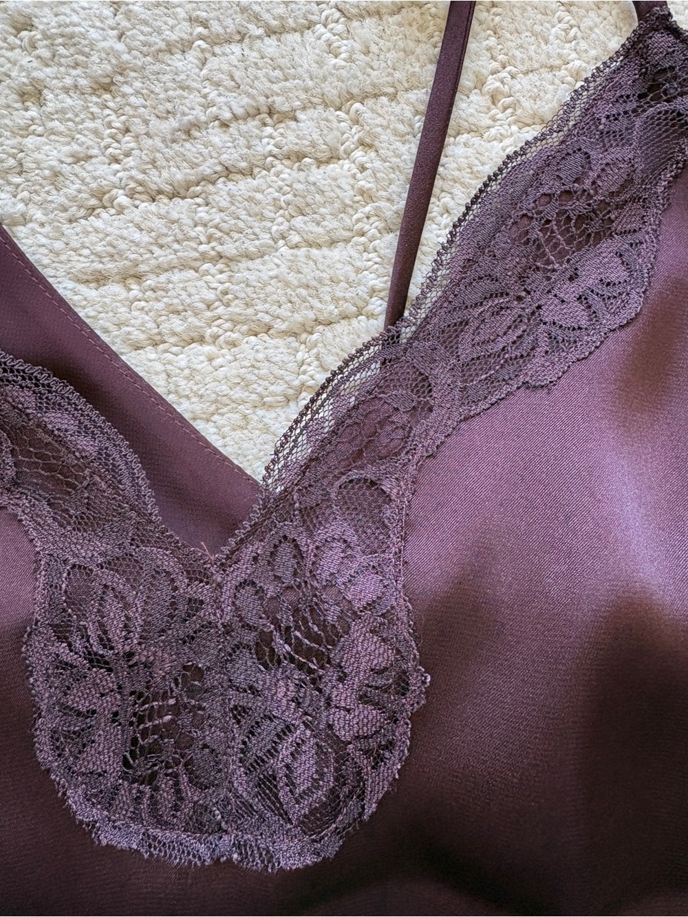 Express Plum Satin Lace Top
